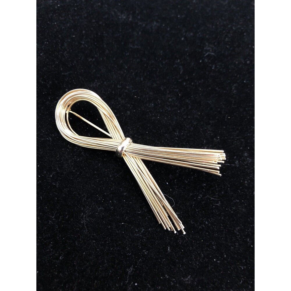 STUNNING VINTAGE ESTATE GOLD TONE LOOP BOW  BROOCH!!! - Picture 4 of 6